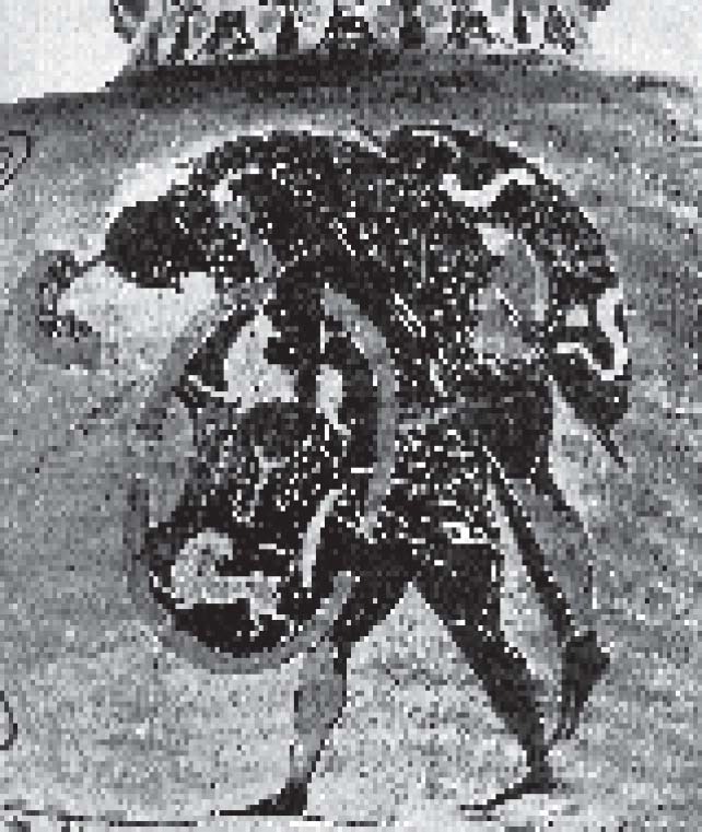 Аякс с телом Ахилла. Деталь росписи амфоры из Вульчи. 2-я половина VI в. до н.