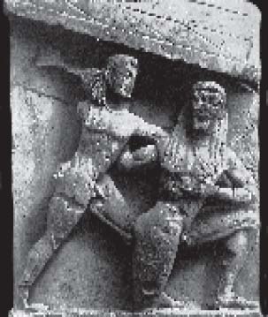 Зевс и гигант. Скульптурная композиция западного фронтона храма Артемиды на острове