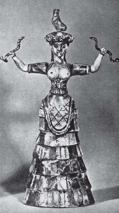 Пифос дворцового стиля Богиня со змеями из сокровищницы Кносского дворца. из Кносса.