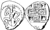 Кносская монета с изображением Минотавра и лабиринта
