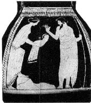 Рея дает Крону вместо сына Зевса завернутый в пеленки камень (роспись на